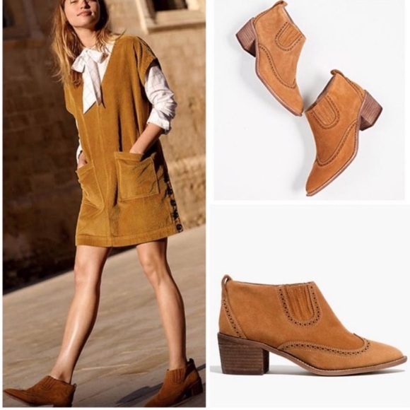 MADEWELL Grayson Brogue Brown Suede Chelsea Ankle Boots Western Cowboy Size 7 - Picture 1 of 13